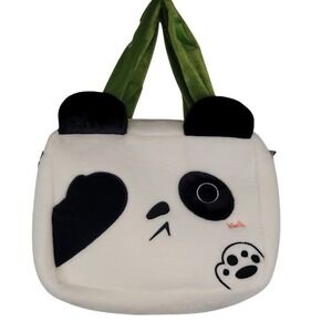 Cute Panda Face‎ Tote Bag with Green Handles